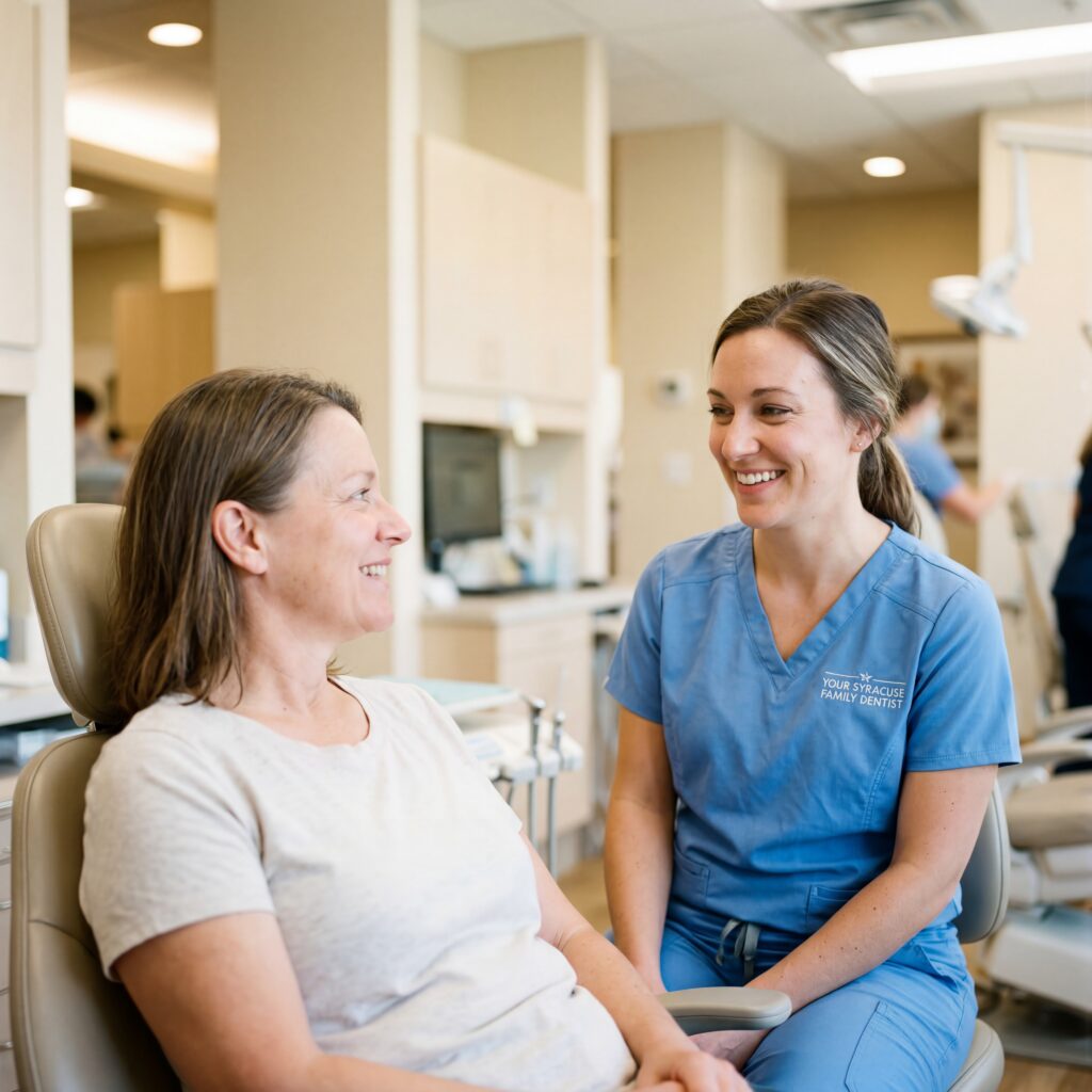 A patient consultation in a dental office
